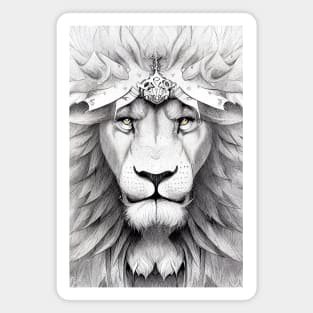 Lion King Animal Wild Nature Illustration Line Epic Illustration Line Art Magnet